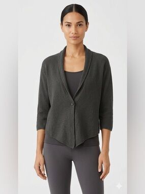 Eileen Fisher Petite 100% Superfine Merino Wool Speckled Mélange Shrug Size PS